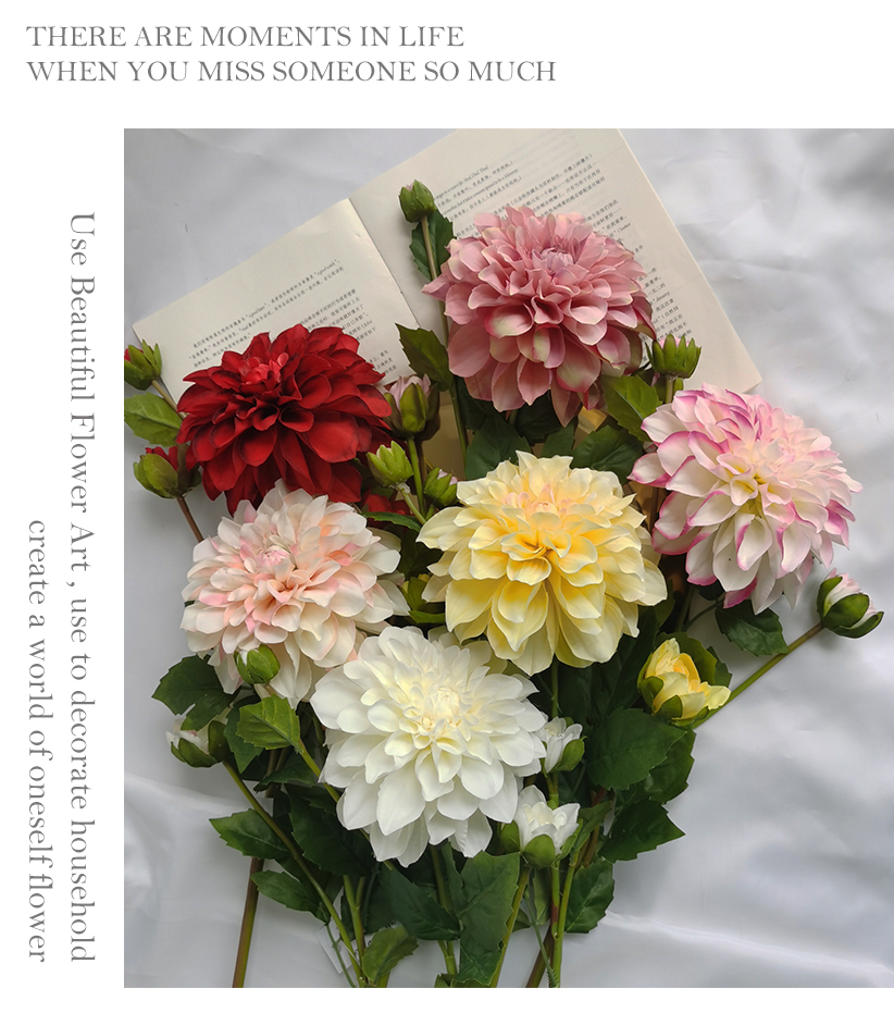 Whollesale artificial plastic silk dahlia flower home wedding decoration silk decorative simulation flowers manufacturer