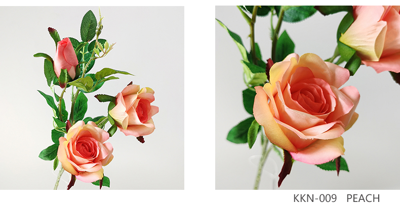 New High Quality Artificial 3 Heads Silk Rose Flower Spray For Home Decoration Simulation Silk Rose Flower Stem