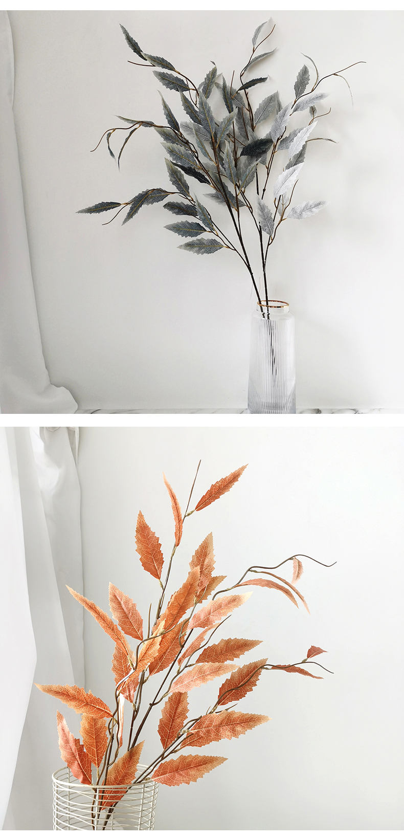 Artificial Palpus mugwort plant branches silk eucalyptus leaves stems branches wedding and home decoration