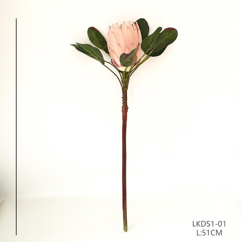 Artificial flower silk giant protea cynaroides wedding valentine's decoration fake protea flower stem