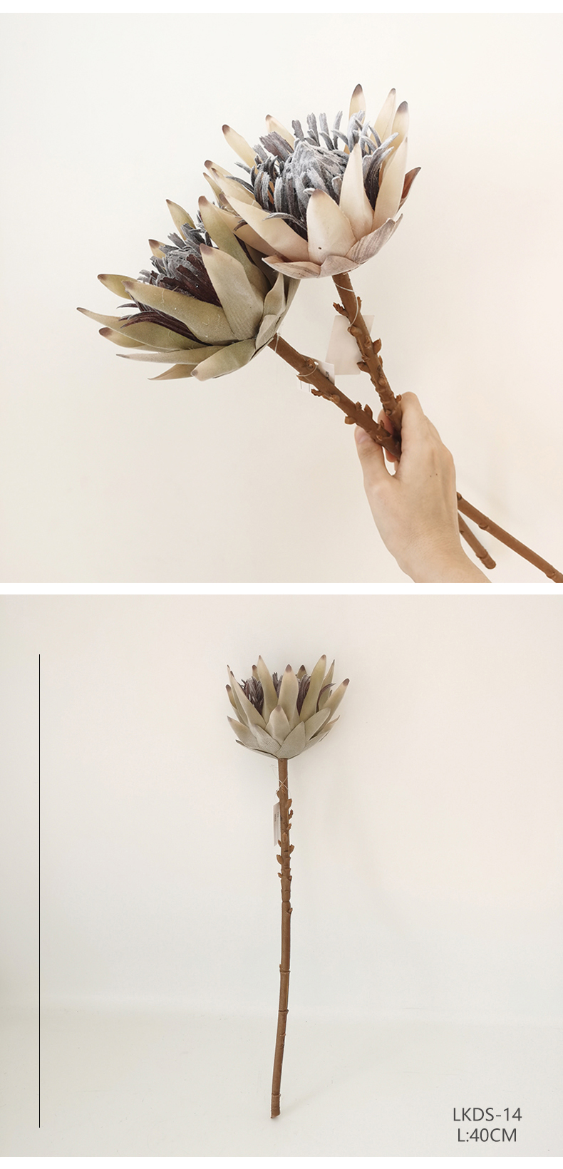 2022 New arrival real touch flocked artificial flower giant protea cynaroides wedding fake decoration flower