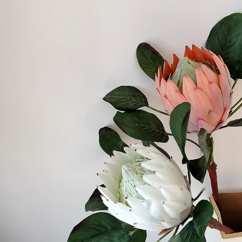 Artificial flower silk giant protea cynaroides wedding valentine's decoration fake protea flower stem