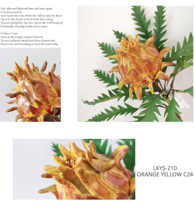 Artificial flower 21" single plastic giant protea cynaroides simulation  king protea flower table wedding decoration