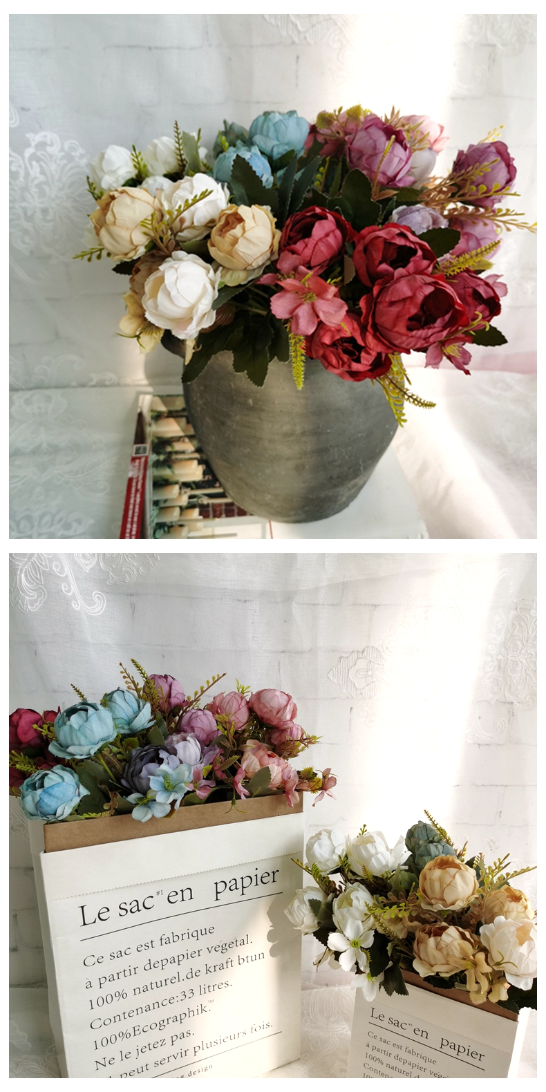 wholesale real touch colorful artificial peony bouquet silk artificial flower manufacturer