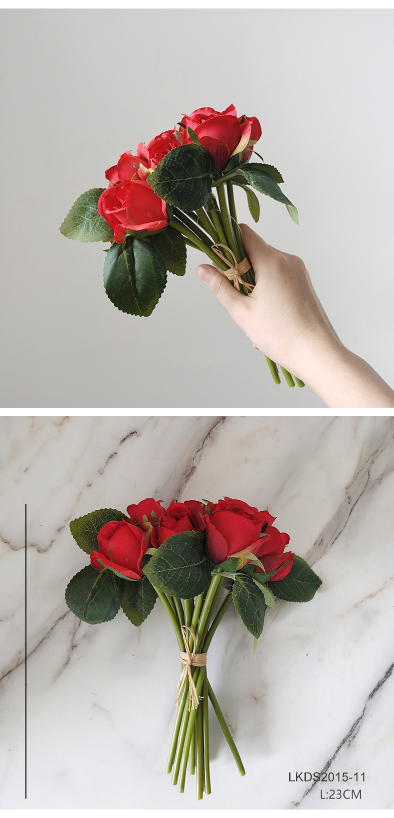 Mazzi di fiori di rose artificiali per matrimoni, feste a casa, decorazioni per la tavola, finte simulazioni, fiori di rosa