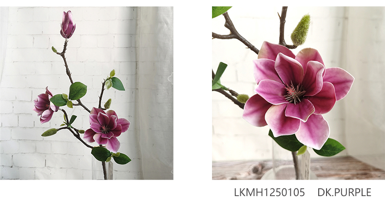 Amazon hot selling artificial plastic silk 3 heads small magnolias valentine's day decorative simulation magnolias flowers