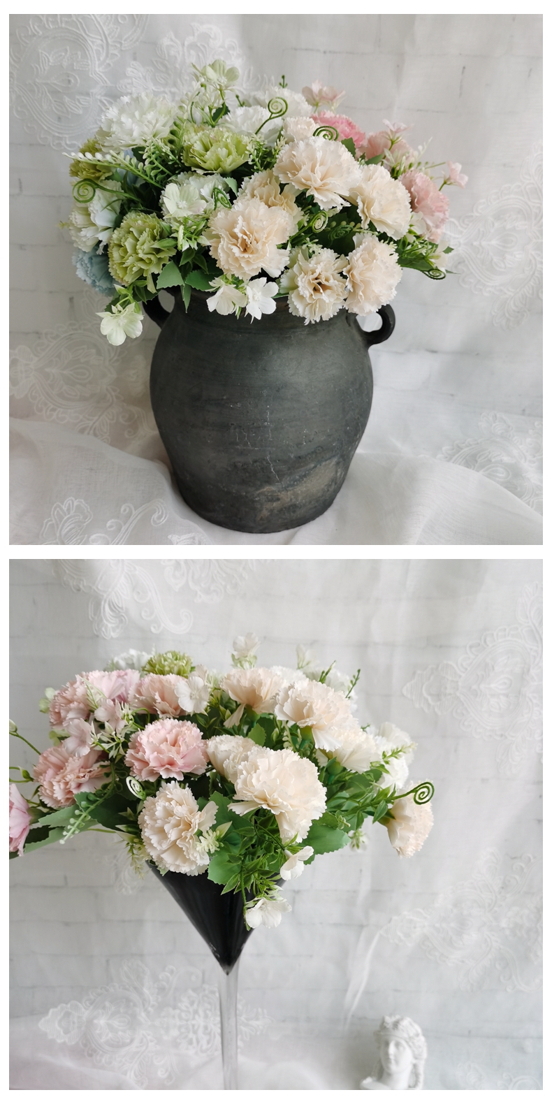 7 heads carnations bouquet colorful artificial silk flower
