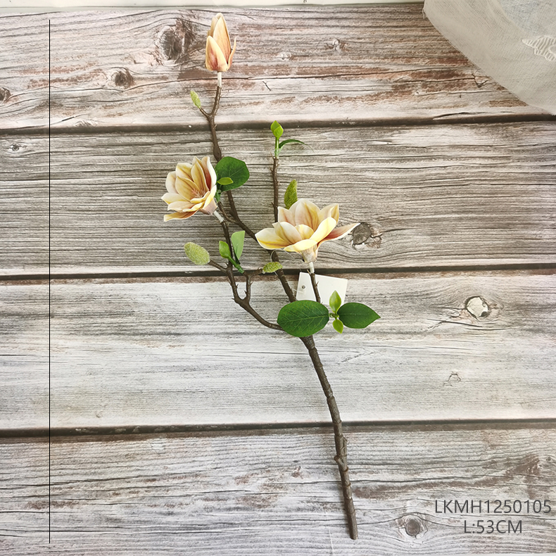 Amazon hot selling artificial plastic silk 3 heads small magnolias valentine's day decorative simulation magnolias flowers