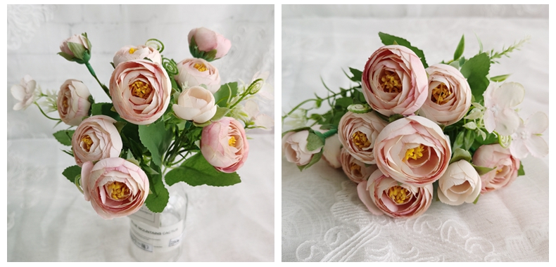 Artificial flower manufacturer  28CM simulation silk rose flowers bouquet for home wedding decoration