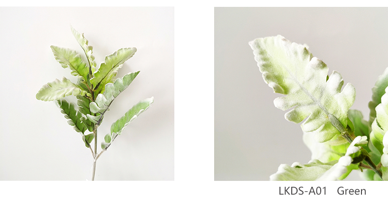 Artificial Flocked Lambs Ear Leaf in Silver Artificial Greenery Fake Plants Wedding Living Room Party Home Garden Decoration