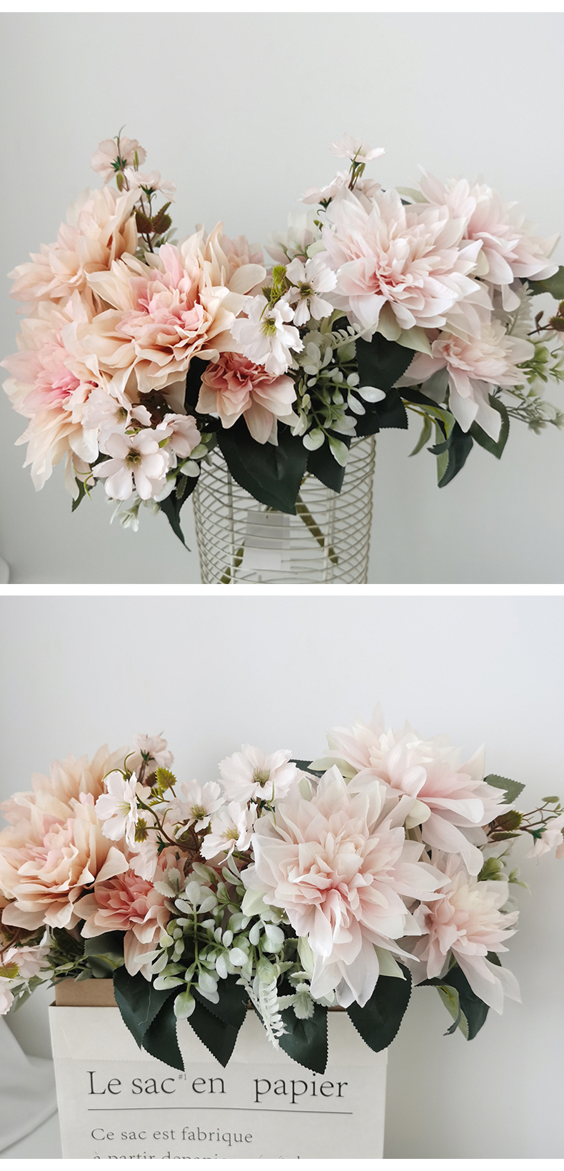 Artificial dahlia bushes Wedding home party table decor artificial dahlia flower bouquets