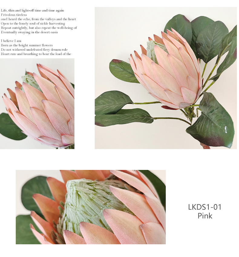 Artificial flower silk giant protea cynaroides wedding valentine's decoration fake protea flower stem