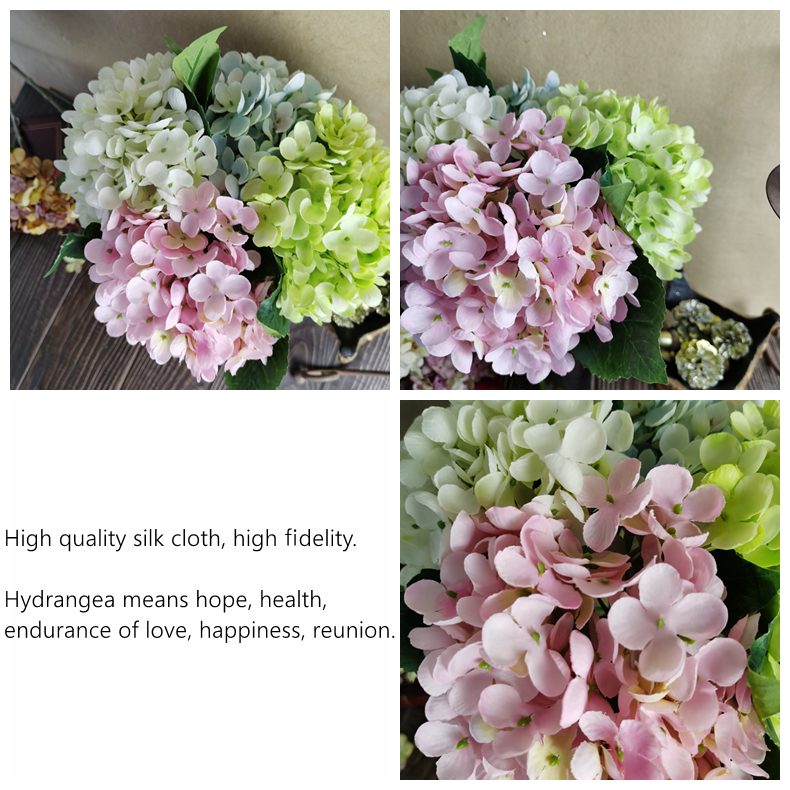 Hot sale real touch simulation silk hydrangea multi-colored artificial silk flower for decoration