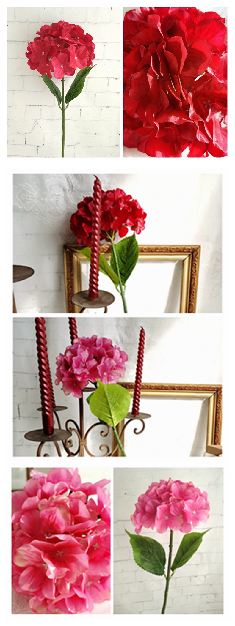 Spring decorative artificial hydrangea flower for home decor simulation silk hydrangea stem