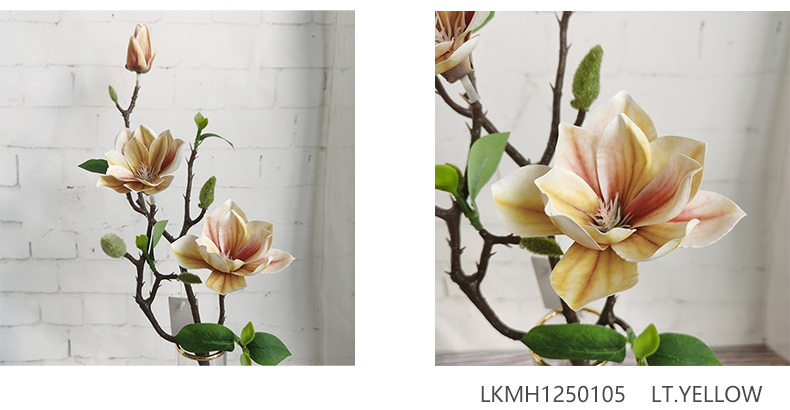 Amazon hot selling artificial plastic silk 3 heads small magnolias valentine's day decorative simulation magnolias flowers