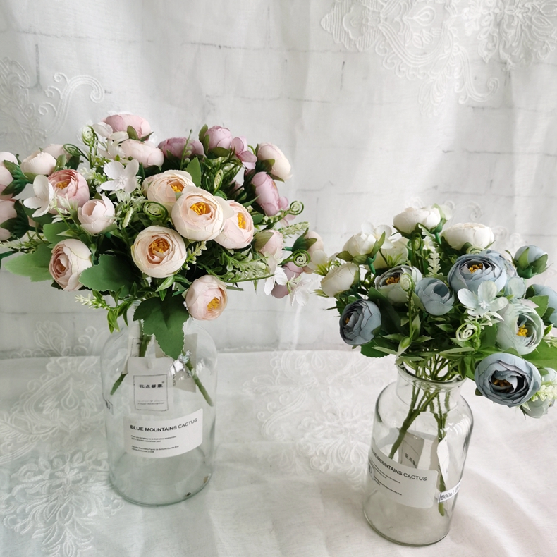 Artificial flower manufacturer  28CM simulation silk rose flowers bouquet for home wedding decoration