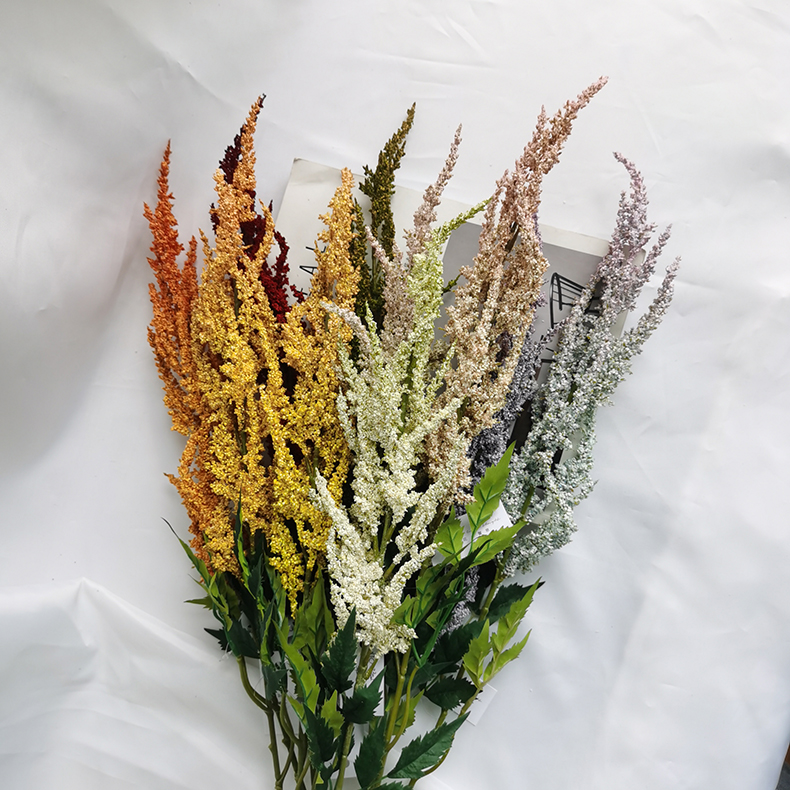 wholesale simulation flowers long stem astilbe chinensis spray home wedding decoration artificial flowers manufacturer