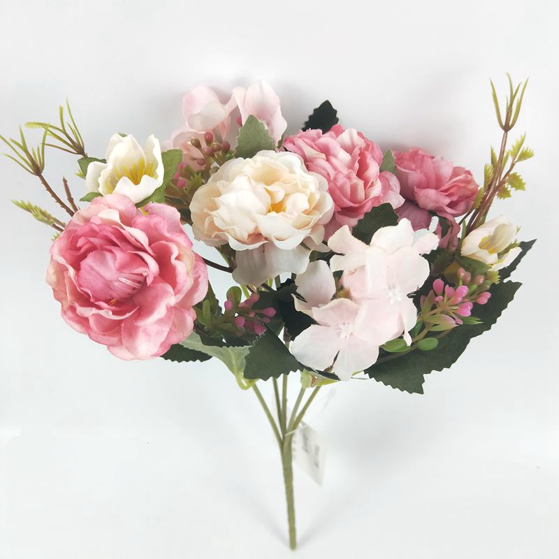New High Quality Artificial Rose Hydrangea Flower Bouquet For Home Decoration