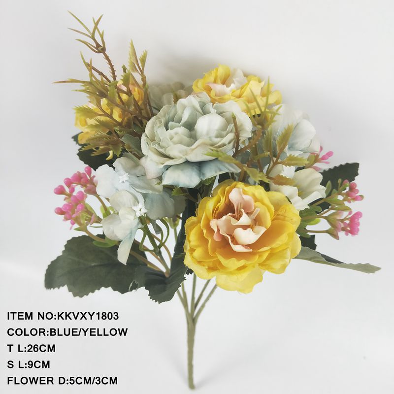 New High Quality Artificial Rose Hydrangea Flower Bouquet For Home Decoration